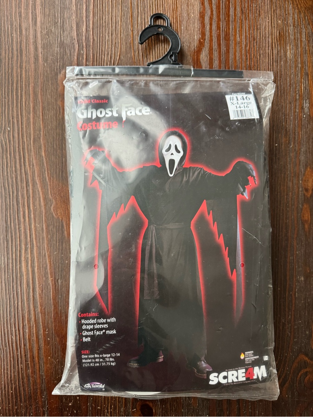 Ghost Face Kids Costume XL (14-16) 2017 Scream youth teen Halloween horror scary - Picture 3 of 16